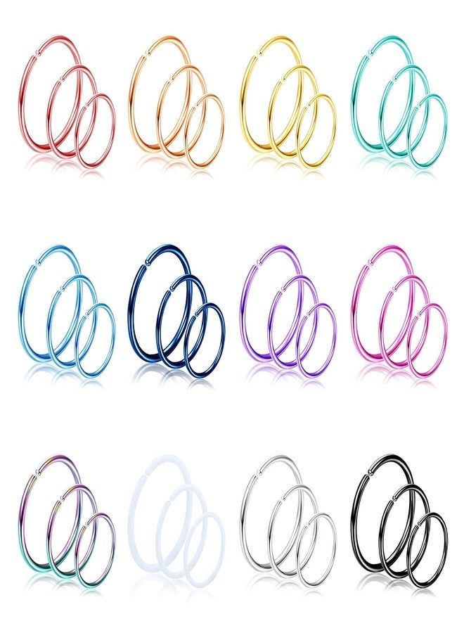 Drperfect 36Pcs 20G Nose Ring Hoop for Women Men 316L Stainless Steel Helix Tragus Lip Septum Ring Cartilage Earring Hoop Piercing Jewelry - Image 1